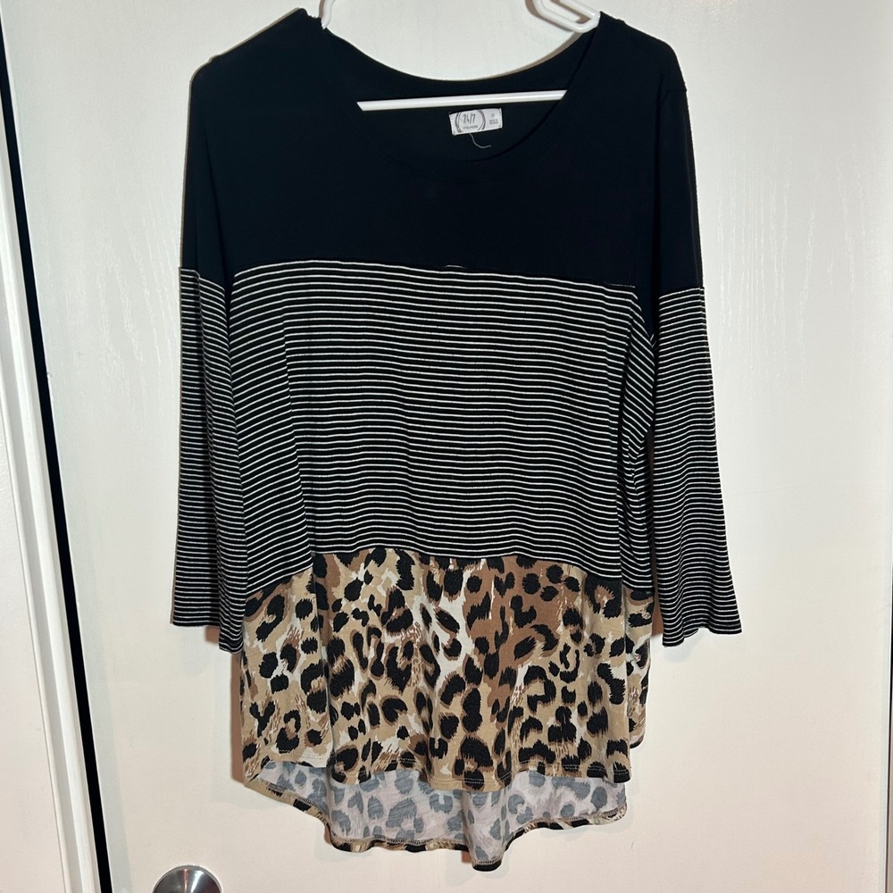 24/7 MAURICES Black‎ Striped Leopard Print Women's Size 0